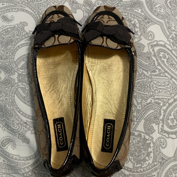 NEW COACH TIPPER 12CM SC/C PAT Size 9.5B color: Khaki/chocolate with bow - Picture 10 of 11